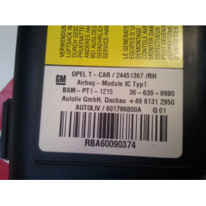 24451367/RH AIRBAG CORTINA DERECHO OPEL ZAFIRA B 2005-2006-2007-2008-2009-2010-2011