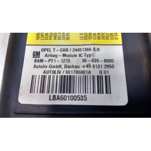 24451366/LH AIRBAG CORTINA IZQUIERDO OPEL ZAFIRA B 2005-2006-2007-2008-2009-2010-2011