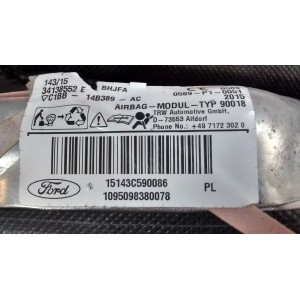 1849373 AIRBAG CURTAIN RIGHT FORD FIESTA 6th-GEN. RESTYLING JA8 2012 - 2017