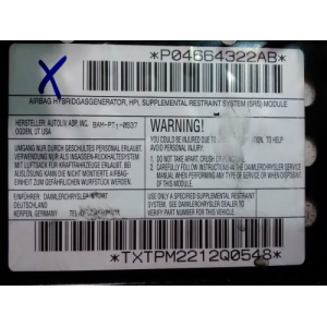 P04664322AB AIRBAG DASHBOARD CHRYSLER PT CRUISER 2000 - 2007
