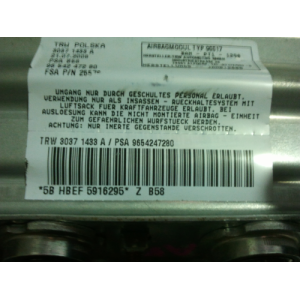 9654247280 AIRBAG SALPICADERO CITROEN C4 PICASSO 2006-2007-2008-2009-2010-2011-2012-2013 (1 y 2 conectores)