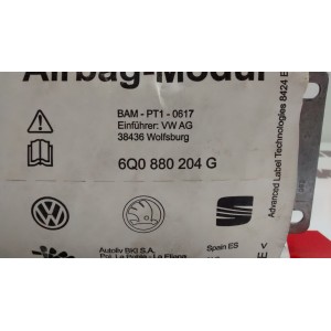 6Q0880204G AIRBAG, DASHBOARD, SEAT,SKODA,VOLKSWAGEN CORDOBA,FABIA,IBIZA,POLO 1st GENER. 2000 - 2007,6 L 2002 - 2009,6 L 2006 -