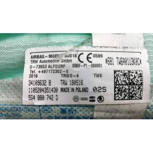 5G4880742E AIRBAG CORTINA DERECHO / DERECHA VOLKSWAGEN GOLF VII 2012-2013-2014-2015-2016, VII 2016-2017-2018-2019