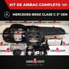 MB CLASE C W204 RESTY 2011-2014 KIT AIRBAGS COMPLETO MERCEDES-BENZ CLASE C  3ª GEN. W204 2011 - 2012 - 2013 - 2014 RESTYLI...