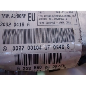 2038602605 AIRBAG DOOR RIGHT MERCEDES-BENZ a-CLASS C 2nd GENER. W 203 2000 - 2008