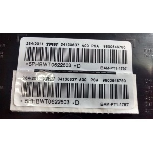 9800546780 AIRBAG ASIENTO DERECHA CITROEN C3 2ª GEN. 2009-2010-2011-2012-2013-2014-2015-2016, PEUGEOT 2008 2013-2014-2015-...